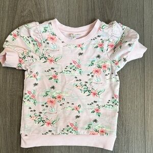 Janie and Jack Pink Floral Puff-Sleeve Sweatshirt